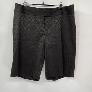 White House Black Market Women's Black Printed Jacquard Shorts‎ Size 14